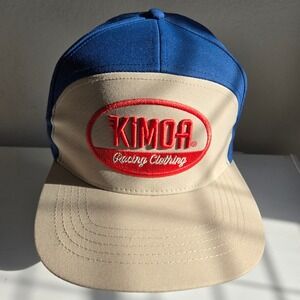 Kimoa Racing Clothing Snapback Hat Cap Blue Tan Embroidered Logo Snapback 14 New